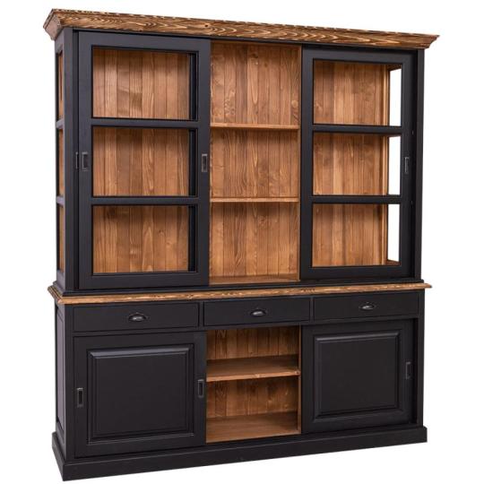 klasszikus fekete vintage vitrines talaloszekreny country mediterran konyha butor egyedi meret gyartas nagymeretu provence provnaszi butorok konyvszekreny lakberendezesi aruhaz.jpg